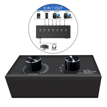 Przełącznik audio, 6 wejść 1 wyjście,