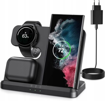Быстрое индуктивное беспроводное зарядное устройство для Samsung 3в1