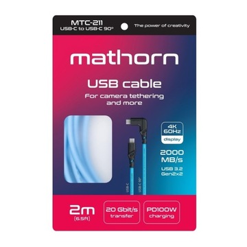 Mathorn MTC-211 2м20Гбит/с4K60Гц 100Вт USB C-C90 Синий