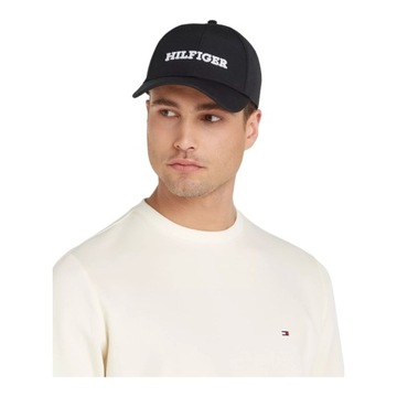 TOMMY HILFIGER CZAPKA Z DASZKIEM TH MONOTYPE CANVAS 6 PANEL CAP CZARNA