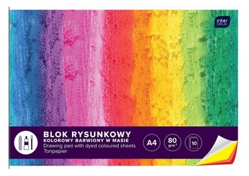 BLOK RYSUNKOWY KOLOROWY A4 10 KARTEK INTERDRUK