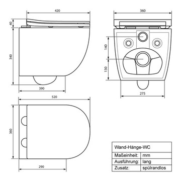 Унитаз подвесной без смыва с нанопокрытием 52х36х34
