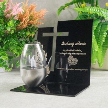 NAGROBNA PODSTAWKA POD ZNICZ SZKŁO AKRYL LAMPION