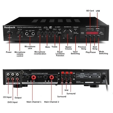 УСИЛИТЕЛЬ HI-FI СТЕРЕО УСИЛИТЕЛЬ BLUETOOTH РАДИО ЦИФРОВОЙ USB УСИЛИТЕЛЬ