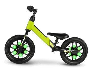 Детский беговел Qplay Spark, светящиеся светодиодные колеса, 12 дюймов, зеленые