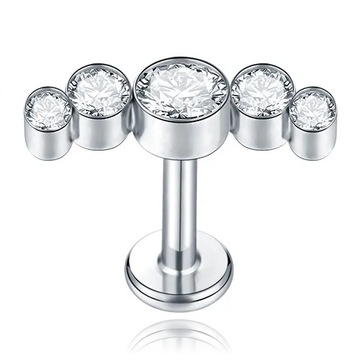 KOLCZYK LABRET HELIX CYRKONIE SREBRNY TYTANOWY 1,2/8