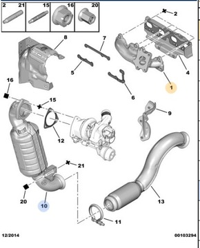 KOLEKTOR VÝFUKOVÝ CITROEN C3 C4 C5 DS3 DS4 DS5 PICASSO 1.6 VTI THP