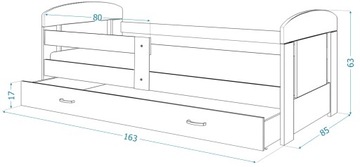 Детская кровать 160х80 с ящиком + матрас ФИЛИП