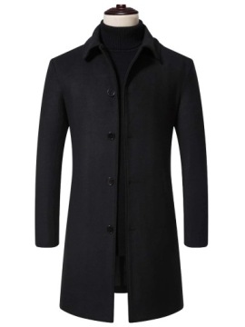 ELEGANCKI DŁUGI MĘSKI PŁASZCZ ZIMOWY JESIENNY