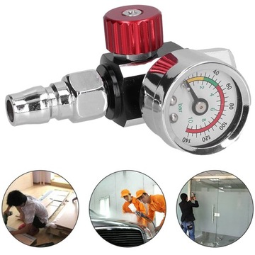 Reduktor Ciśnienia Powietrza Szklany Pistoletu Lakierniczego 1/4 Manometr