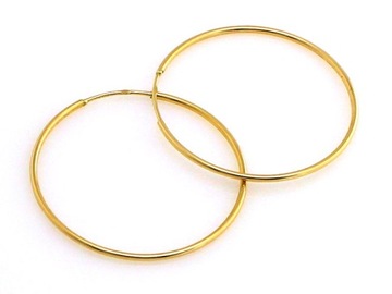 KOLCZYKI ZŁOTE 585 KÓŁKA KOŁA 40 MM GRAWER PREZENT