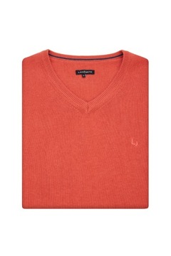 Sweter Męski Ceglasty Bawełniany V-neck Anthony Lancerto L