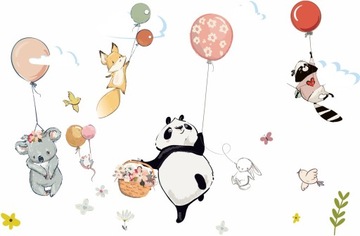 Naklejki DLA DZIECI na ścianę ZWIERZĘTA BALONY