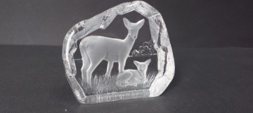 Стеклянная скульптура-папье Deer Deer WWF Пол Ислинг Svensk Glas