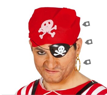 Pirat, korsarz: Chusta, opaska na oko, kolczyk