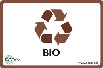 Naklejka na Kosz do Segregacji Śmieci 30x20cm BIO brązowa duża pojemnik