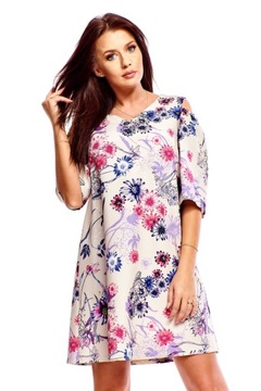 Sukienka trapezowa z paskiem, oversize, XL