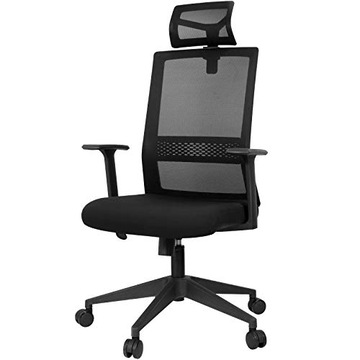 ERGONOMICZNY FOTEL BIUROWY Z ZAGŁÓWKIEM CZARNY