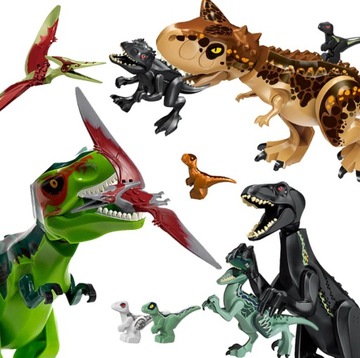 DUŻY SKŁADANY DINOZAUR T-REX KLOCKI DŁ 28CM BRĄZ