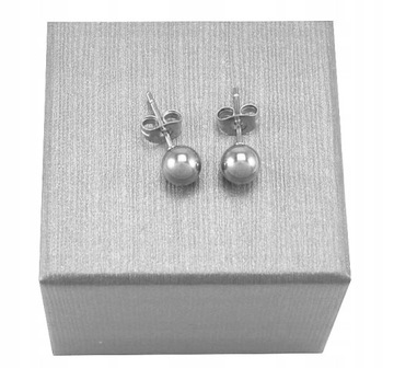 KOLCZYKI SREBRNE KULKI 5 mm STAL CHIRURGICZNA