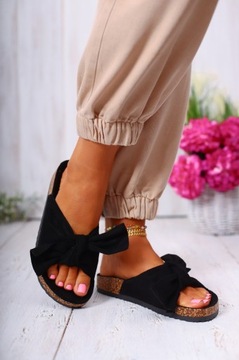 ТАПОЧКИ ЖЕНСКИЕ С БАНТОМ, ЧЕРНЫЕ, ПРОФИЛЬНЫЕ