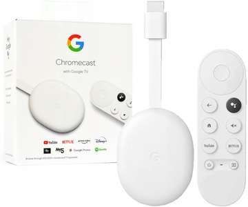 МУЛЬТИМЕДИЙНЫЙ ПЛЕЕР GOOGLE CHROMECAST 4 SMART TV ПУЛЬТ ДИСТАНЦИОННОГО УПРАВЛЕНИЯ Wi-Fi
