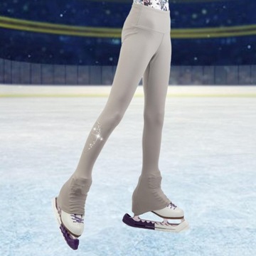 Брюки для катания на коньках для девочек. Спортивные брюки. Костюм с высокой талией XXS. Серый цвет.