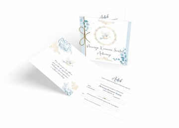 ПРИГЛАШЕНИЯ К ПРИЧАСТВУ СИНИЙ ПРИЧАСТИЕ + ИМЯ + СТРОКА + КОНВЕРТ