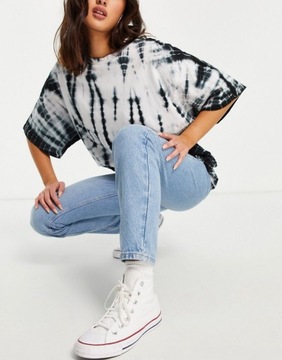 damskie niebieskie mom jeans defekt W25 L28