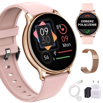 PIĘKNY SMARTWATCH ZEGAREK DAMSKI TEMPERATURA PULS