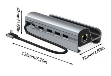 Док-станция HUB USB-C для STEAM DECK / ASUS ROG ALLY HDMI 4k USB 3.0 PD LAN