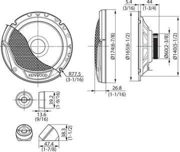 MOCNE GŁOŚNIKI SAMOCHODOWE KENWOOD 165MM 300W 16,5CM DO TOYOTA AYGO AURIS