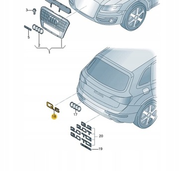 AUDI Q5 ZNAK ZNAKY LOGO NÁPIS CHROM