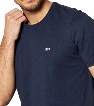 Tommy Hilfiger T-Shirt męski Classic DM0DM09598 Granatowy Regular Fit r M