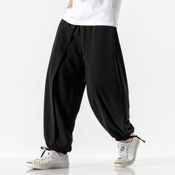 2022 Summer Men Wide Crotch Harem Pants Male Cropp