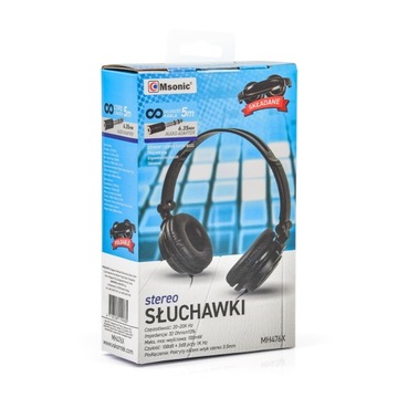 Наушники Msonic MH476X, черные, длинный кабель 5 м