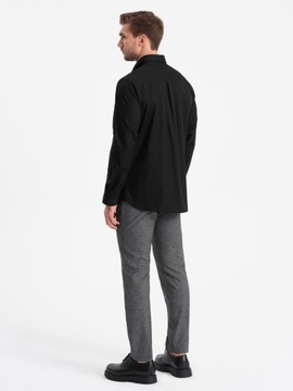 Bavlnená pánska košeľa s vreckom REGULAR FIT čierna V1 OM-SHCS-0147 XL