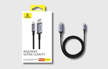 BASEUS KABEL PRZEWÓD USB-C DO DISPLAYPORT 8K/60HZ HDR W OPLOCIE 2M