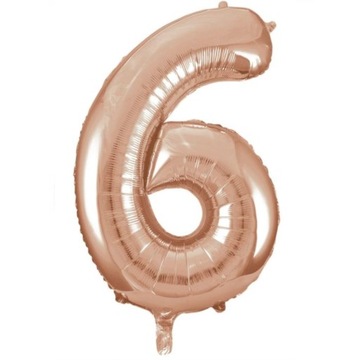 BALON CYFRA ROSE GOLD NUMER FOLIOWY URODZINY SZEŚĆ 6 XXL 86 CM RÓŻOWE ZŁOTO