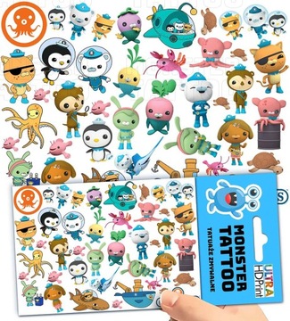 TATUAŻE ZMYWALNE TYMCZASOWE DLA DZIECI DZIECIĘCE OKTONAUCI WZORY ORYGINALNE