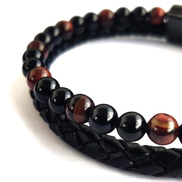 Мужской кожаный браслет, РЕГУЛИРУЕМЫЙ Тигровый глаз, Универсальный тигровый глаз