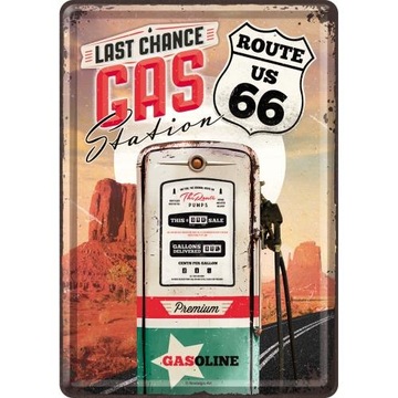 POCZTOWKA МЕТАЛЛИЧЕСКАЯ ROUTE 66 GAS STATION США 