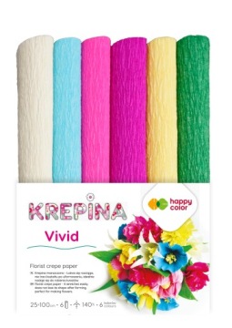 Гофрований папір гофрований Vivid 25x100 см 6 кол. мікс Happy Color