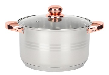 GARNEK STALOWY 24cm 5l POKRYWKA INDUKCJA GAZ