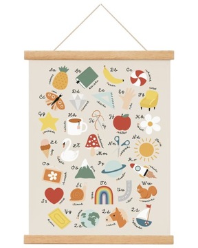 Plakat Alfabet Montessori Boho 21x30 A4 PIĘKNA DEKORACJA pokój dziecka