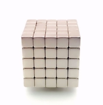 Magnes neodymowy sześcian 5x5x5mm srebrny 10szt