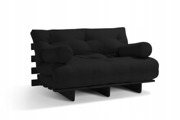 Sofa z funkcją spania 180x200 cm - Pascall Slim Basic Black Futon Czarny