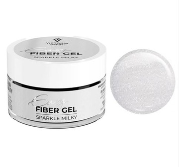 Żel budujący z mikrowłóknem i drobinkami MLECZNY EASY FIBER GEL Sparkle15ml