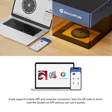 SCULPFUN iCube 3W 130x130 Micro Desktop лазерный гравировальный станок 10000 мм/мин