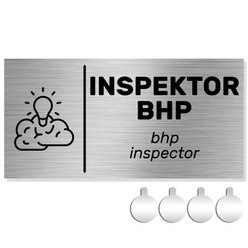 NIERDZEWNA Tabliczka na drzwi/ścianę BHP INSPECTOR ENGLISH 10x20 Aluminium